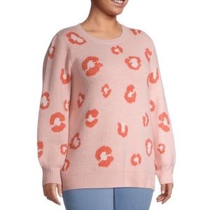 Terra & Sky Pink and Orange Cheetah Print Sweater